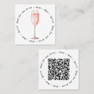 Event QR Code Pink Fizz Drink Voucher Square Business Card