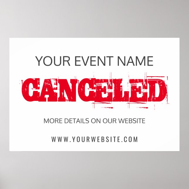 Event red cancellation announcement signage poster (Front)
