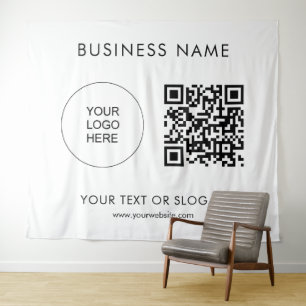 Event Seminar Party Logo Text QR Code Backdrop Tapestry