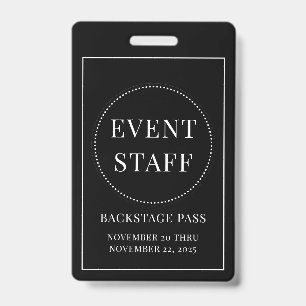 Event Staff Backstage Pass ID Badge