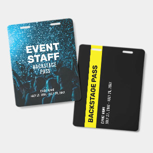 Event Staff Backstage Pass Photo Background ID Badge