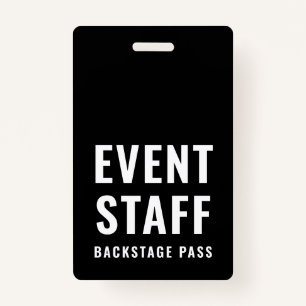 Event Staff Backstage Pass QR Code ID ID Badge