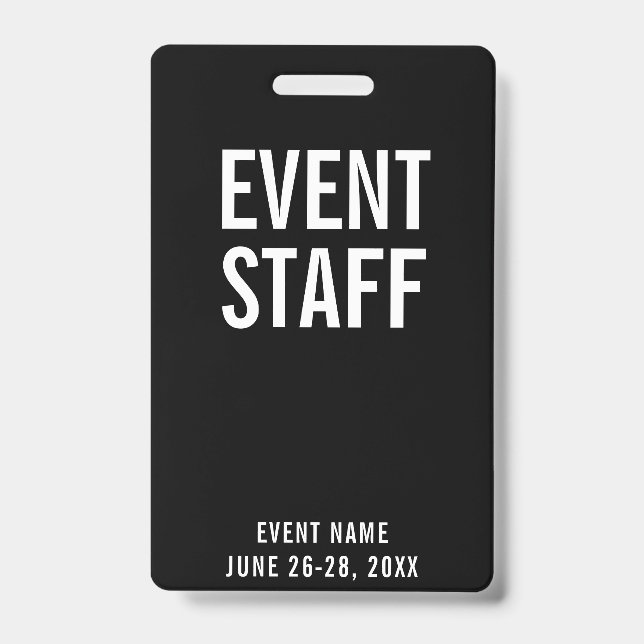 Event Staff Black All Access Pass ID Badge (Front)