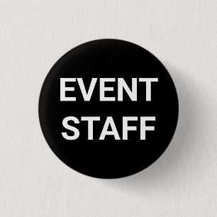 Event Staff black and white custom text pin button