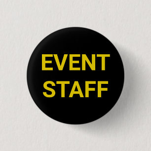 Event Staff black yellow custom text pin button