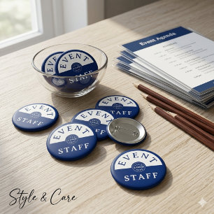 Event Staff Custom Navy Unique Stylish  6 Cm Round Badge