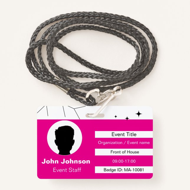 Event Staff ID Badge (Front with Lanyard)