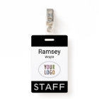 Event Staff Modern Name Badge Custom Logo Black