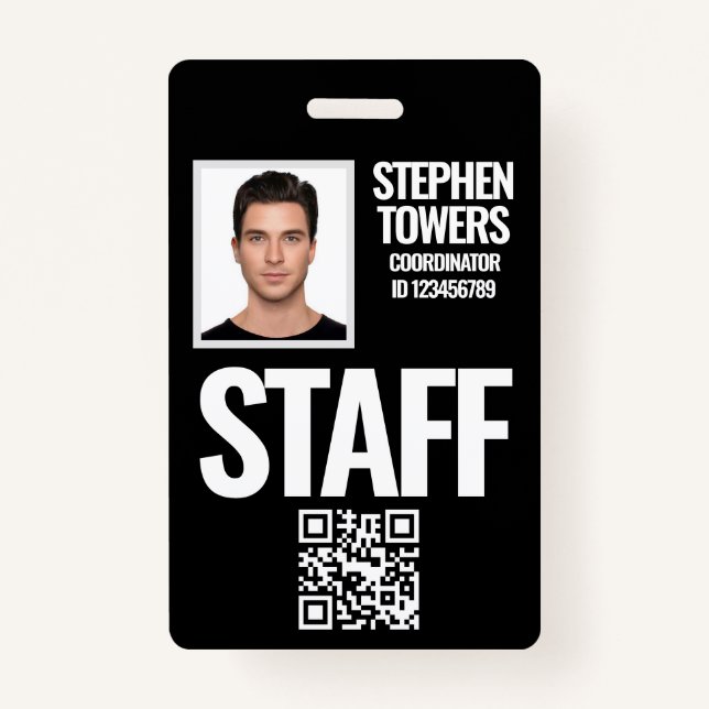Event Staff Personal Photo ID ID Badge (Front)