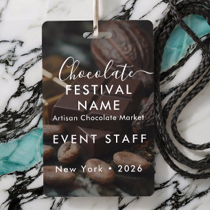 Event Staff Photo Custom Chocolate Festival Name  ID Badge