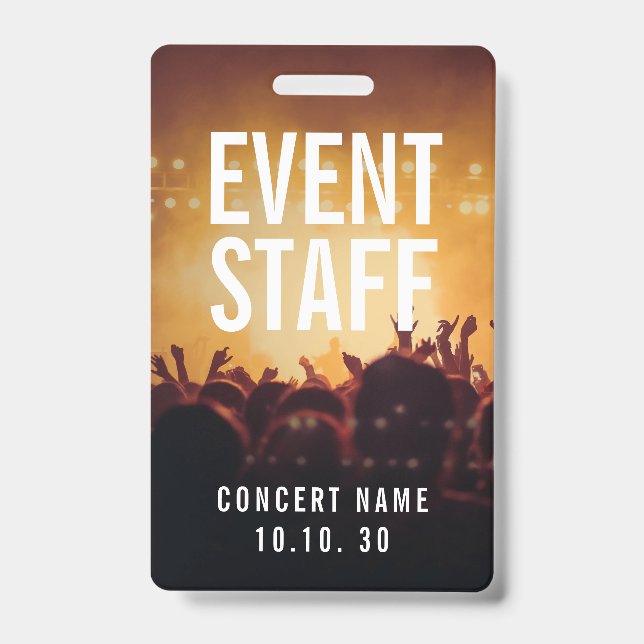 Event Staff Photo Custom Name Concert ID Badge (Front)