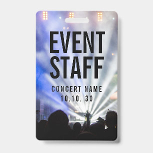 Event Staff Photo Custom Name Lights Concert ID Badge