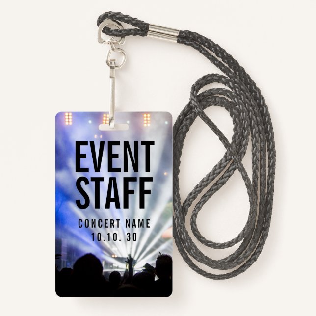 Event Staff Photo Custom Name Lights Concert ID Badge (Front with Lanyard)