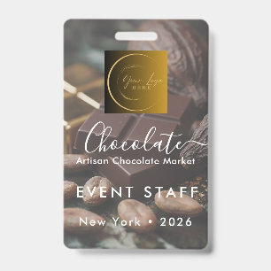 Event Staff Photo Qr Code Logo Chocolate Festival ID Badge