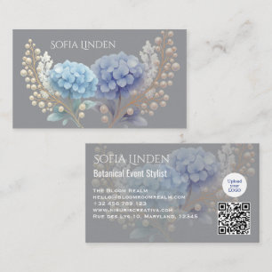 Event Stylist Powder Blue Hydrangea Watercolor Business Card