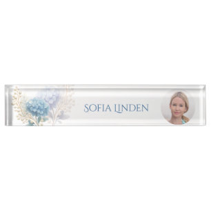 Event Stylist Powder Blue Hydrangea Watercolor Nameplate