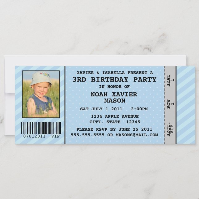 Event Ticket Style Birthday Party Inviation Invitation (Front)