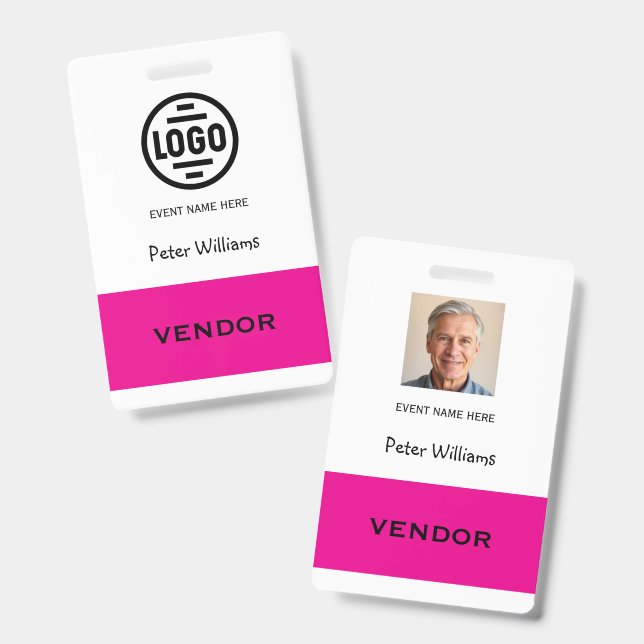 Event Vendor Photo ID Badge Pass (Front & Back)