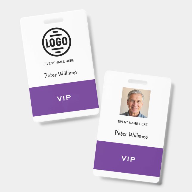 Event VIP Photo ID Badge Pass (Front & Back)