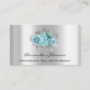 Event Wedding Planner Aqua Silver Logo QRCODE Business Card