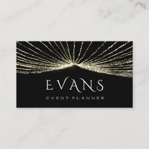 Event Wedding Planner Black Gold Lights Luminous Business Card