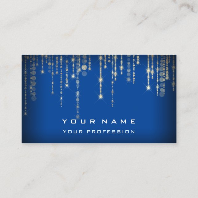 Event Wedding Planner Black White Blu Gold Strings Business Card (Front)