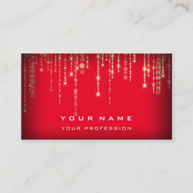 Event Wedding Planner Black White Red Gold Strings Business Card (Front)