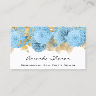 Event Wedding Planner Blue Floral  Logo QR CODE Business Card