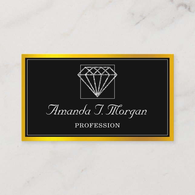 Event Wedding Planner Diamond Gold Frame VIP Business Card (Front)