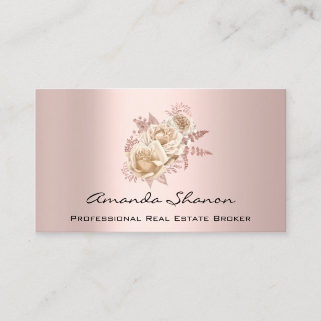 Event Wedding Planner Floral Rose  Logo QRCODE Business Card (Front)