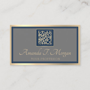 Event Wedding Planner Gold Frame Gray Blue Navy Business Card