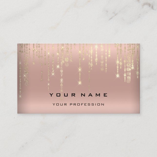 Event Wedding Planner Grey Rose Gold Strings Business Card (Front)