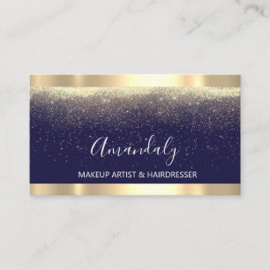 Event Wedding Planner Makeup Artist Navy Gold Business Card