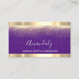 Event Wedding Planner Makeup Artist Purple Gold Business Card