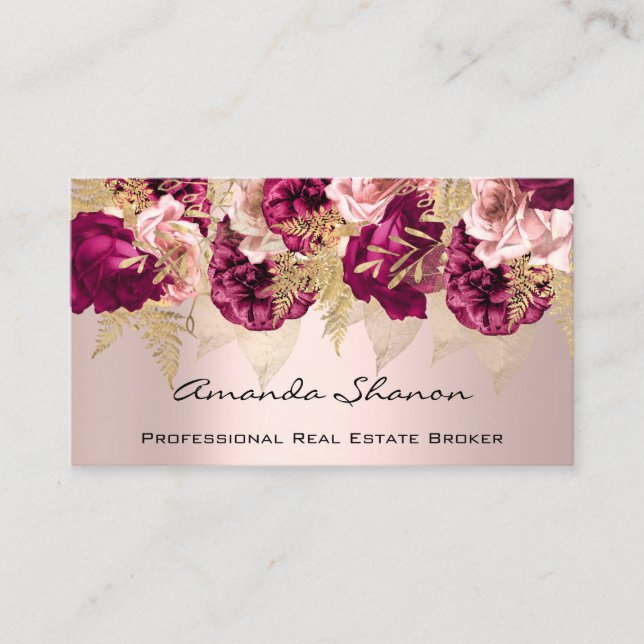 Event Wedding Planner ROSE Floral  Logo QR CODE Business Card (Front)