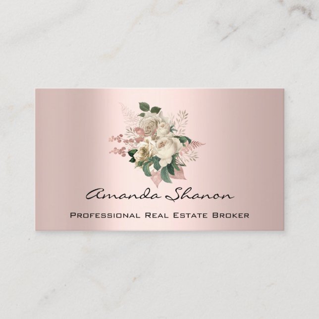 Event Wedding Planner Rose Ivory Logo QR CODE  Business Card (Front)
