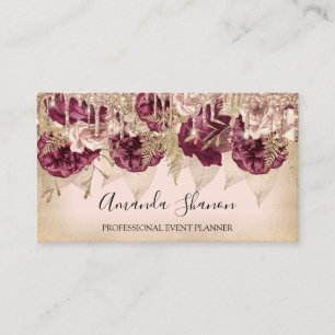 Event Wedding Planner Roses Flowers Drips QR Logo Business Card