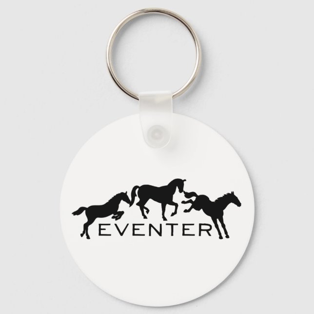 Eventer with Three Jumping Horses Key Ring (Front)