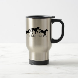 Eventer with Three Jumping Horses Travel Mug