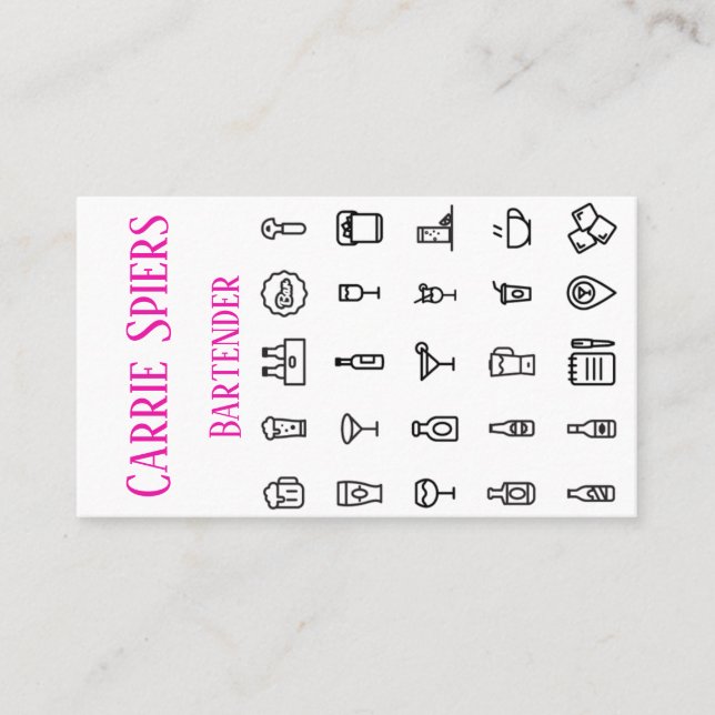 Events Bartender Business Card (Front)
