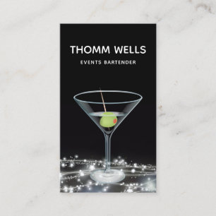 Events Bartender Festive Business Card