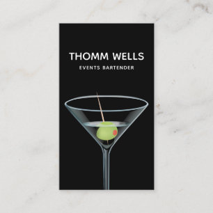 Events Bartender Martini Business Card