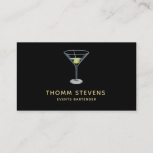 Events Bartender Martini Business Card