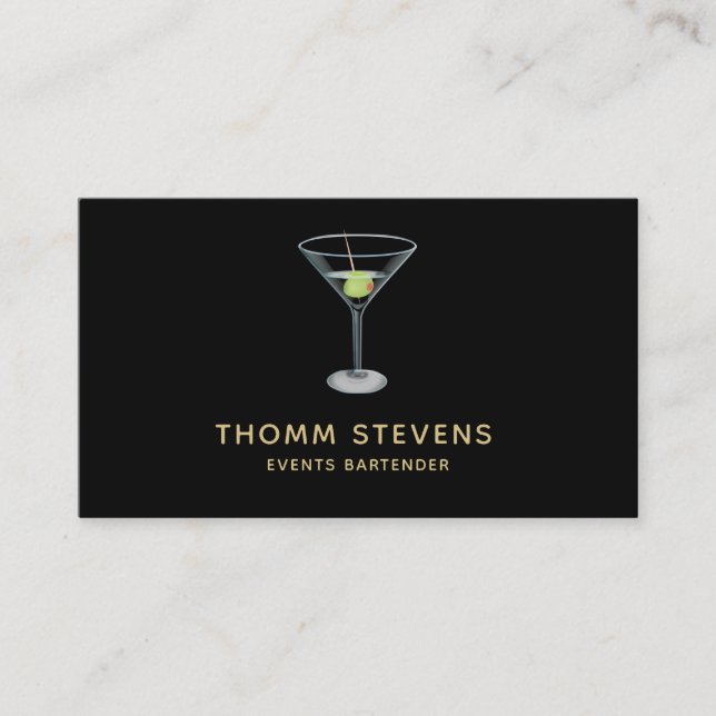 Events Bartender Martini Business Card (Front)
