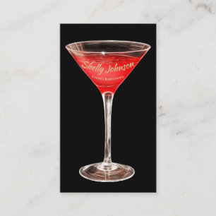 Events Bartender Modern Red Liquid Glass Business Card