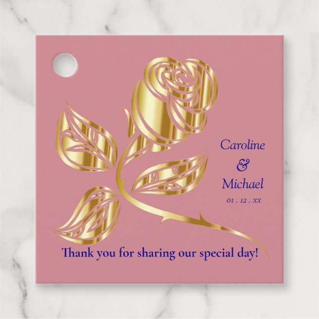 Events Rose Gold Wedding Favour Tags (Front)