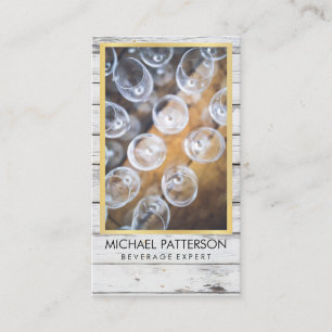Events / Rustic Wood / Wine Glasses Business Card