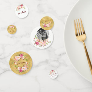 Events Wedding Birthday Blush Pink Floral Gold Confetti