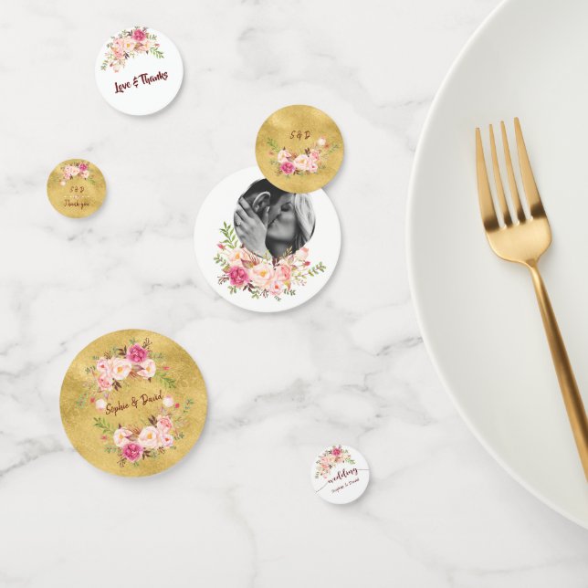 Events Wedding Birthday Blush Pink Floral Gold Confetti (Group)