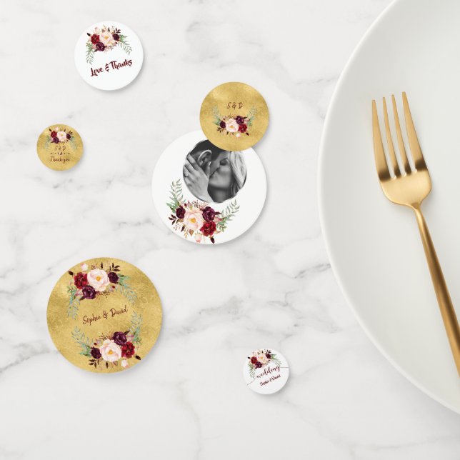 Events Wedding Birthday Burgundy Floral Gold Confetti (Group)